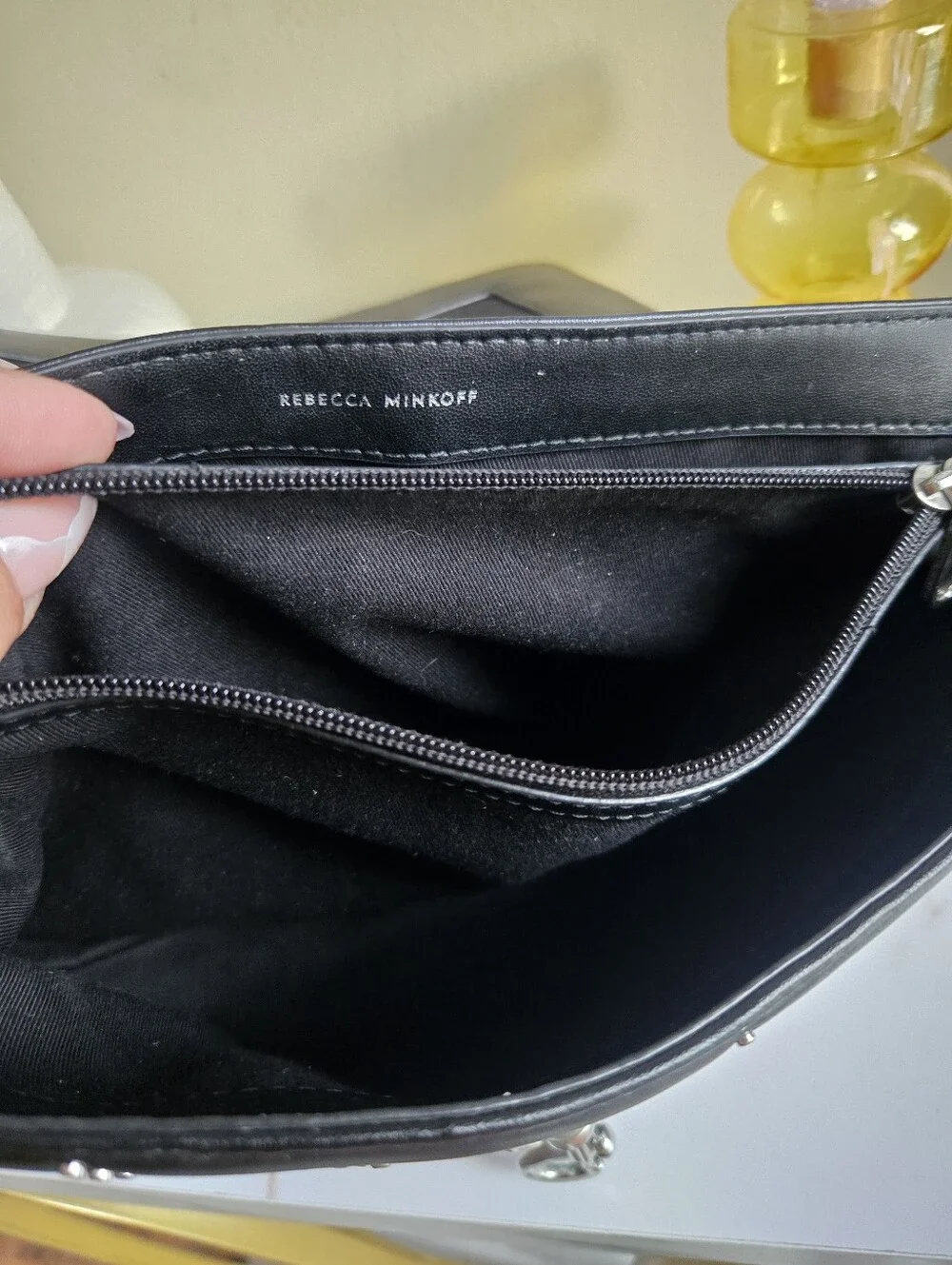 GUC Rebecca Minkoff Edie Star Studded Black Leather Shoulder Bag